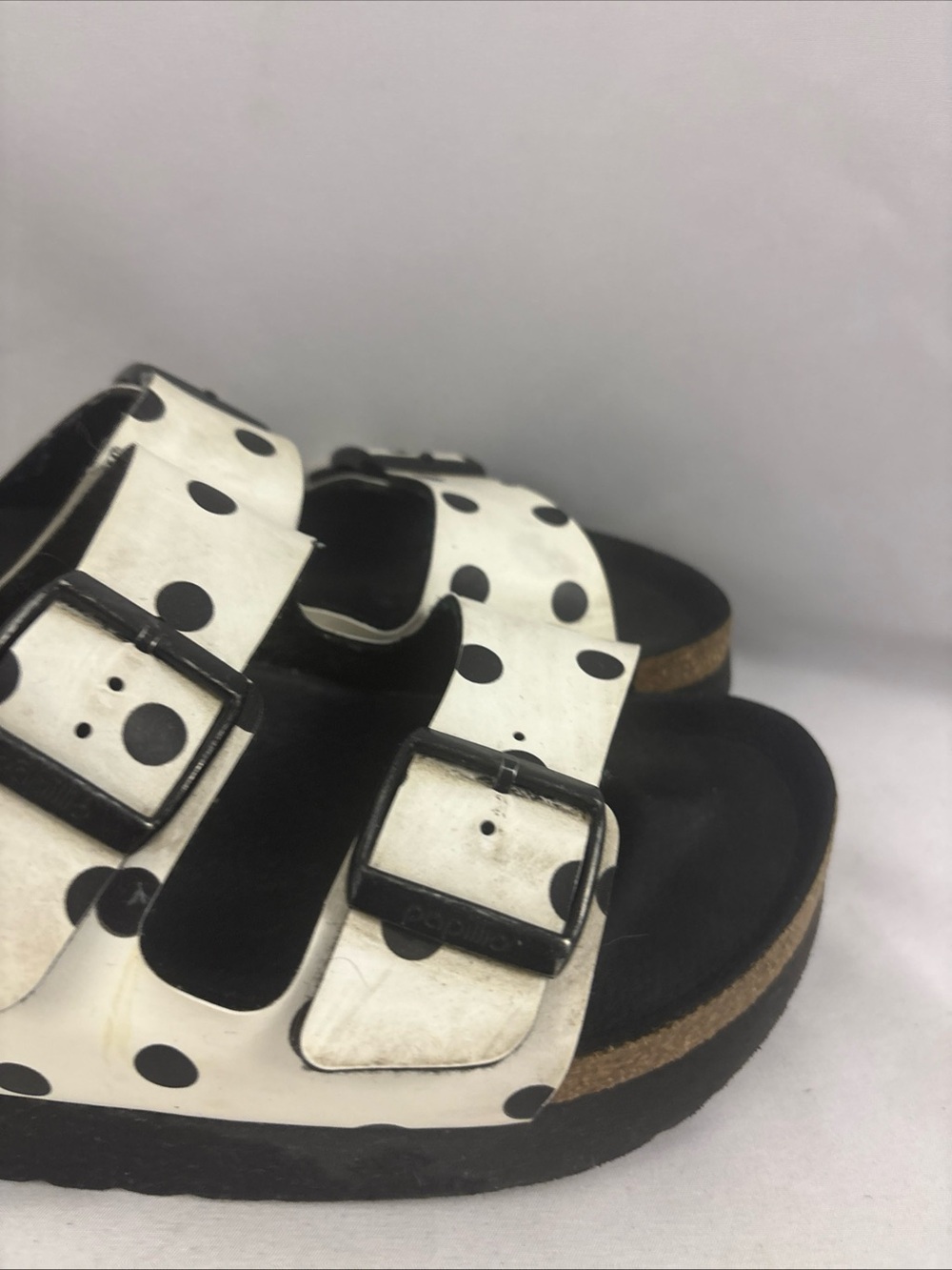 Papillio Arizona Platform Polka Dot Pattern Sandals 41 10-10.5US Black White - Picture 7 of 10